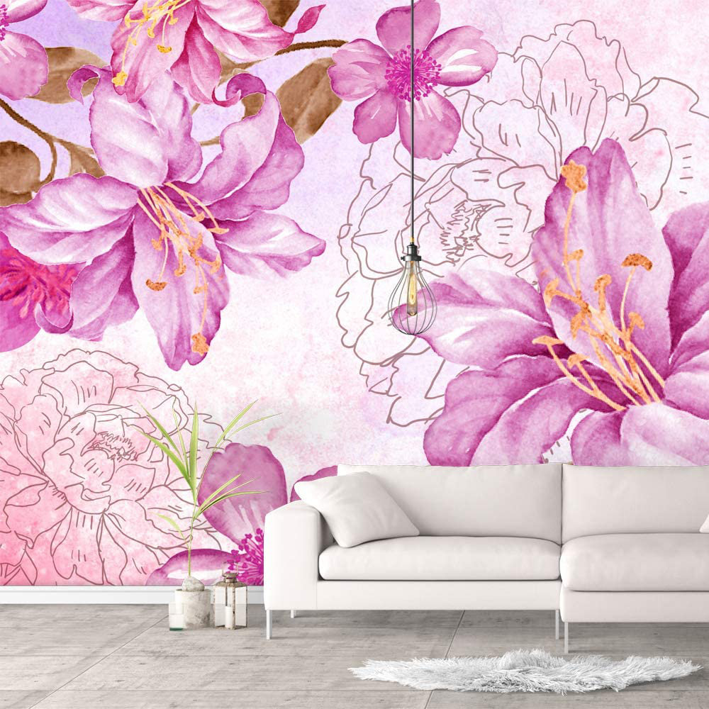 IDEA4WALL Blooming Vivid Flowers Wall Mural | Wayfair