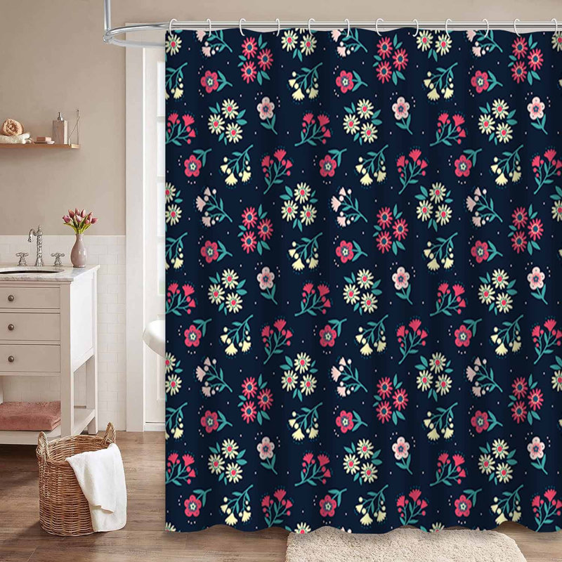 Rideau de douche mignon avec 12 crochets, L 72 po x l 84 po