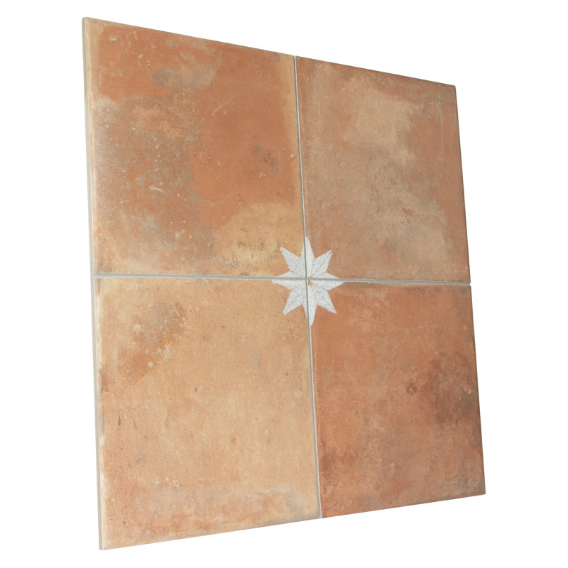 Kings Nonna 17-7/8 in. x 17-7/8 in. Porcelain Floor and Wall Tile, Orange/White