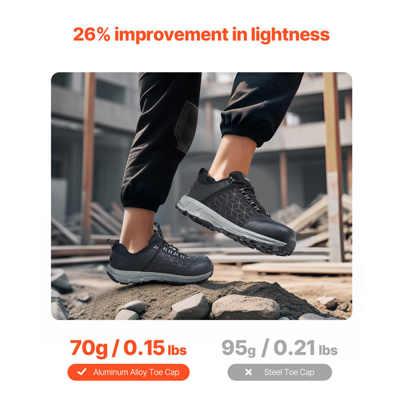 Steel Toe Shoes for Men, US Size 12, Men’s Cushion Sport Safety Toe Athletic Work Shoe, Indestructible Safety Sneakers Lightweight,Breathable Industry Construction Work Shoes, Black