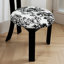 Ensemble de 2 chaises de salle à manger rembourrées en velours avec coussin rond blanc et texture grain de bois