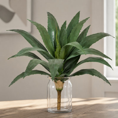 15in Artificial Agave Ground‑Stake Plant, Pot Not Included, UV Protected Fake Agave Plant, Faux Agave Plant Outdoor for Home Outdoor Decor