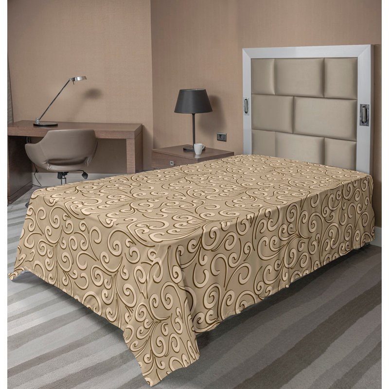 Ambesonne Nature Top Flat Sheet Glisten Fish Sunlight, Beige Damask, Twin Flat Sheet