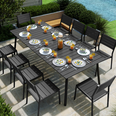Cyanni 10 - Person 94.5'' L Outdoor Dining Set with Umbrella Hole