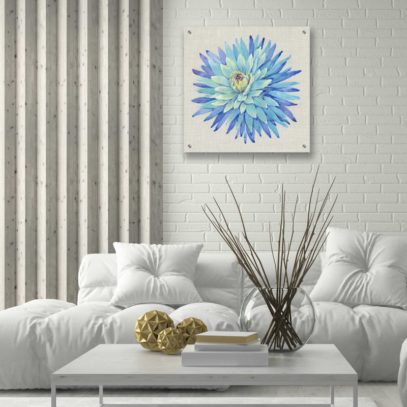 «Floral Portrait on Linen I» par Tim O'Toole, art mural en verre acrylique, H 24 po x l 24 po x P 0,2 po