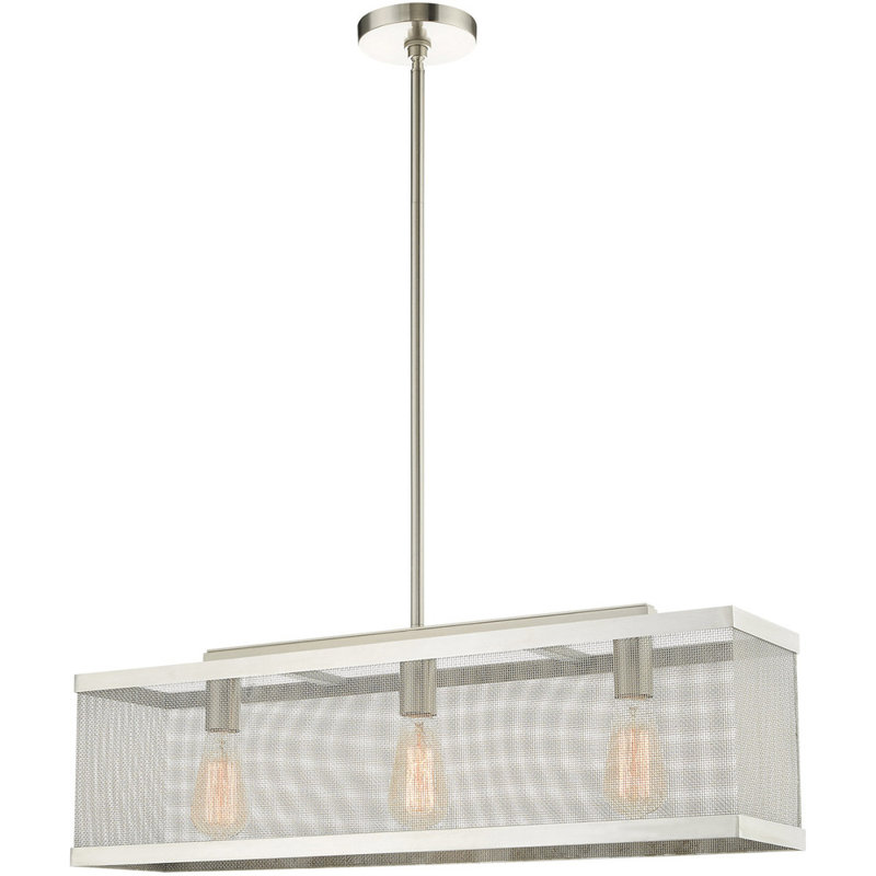 Lustre classique à 3 lumières avec abat-jour, Nickel brossé