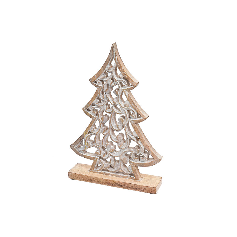 Support d'arbre en bois sculpté, H 13 po x l 2,5 po x P 7 po