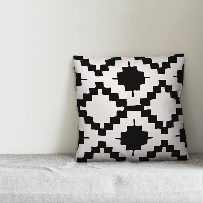  Aztec Throw Pillow, 16" x 16", Black