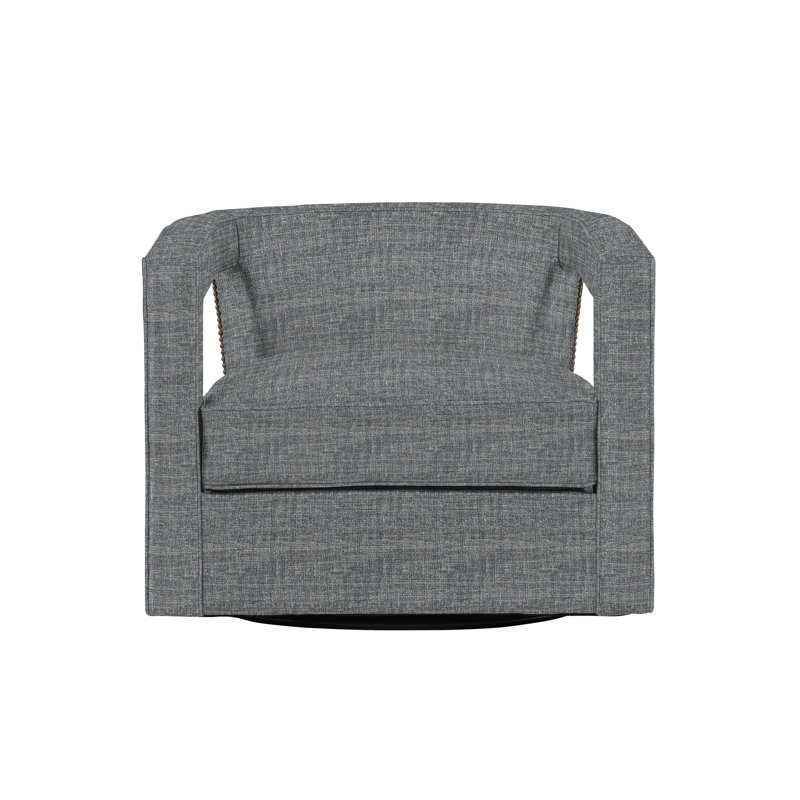 Alana 32.5'' Wide Swivel Barrel Chair, Antique Brass, Dark Grey Chenille 5533-011