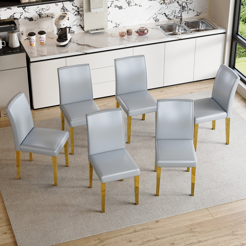 Chaise d'appoint rembourrée avec pieds en métal, 4, Gris, Doré