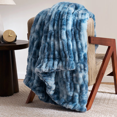 Ruched Chinchilla Faux Fur Throw Blanket