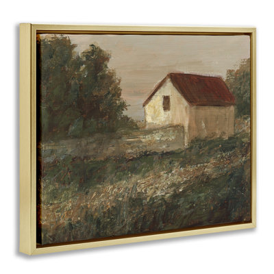 Traditional Red Roof Cottage Framed Floater Canvas Wall Art By Ethan Harper