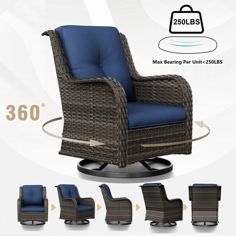 4-Person Seating Group With Fire Pit And Cushions, Navy