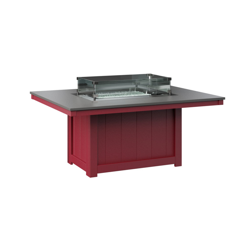 Foyer de table rectangulaire Berlin Gardens Donoma, Hammered Top Stainless with Scarlet Red Base