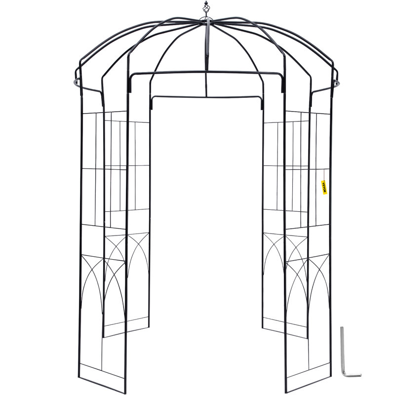 Heavy Duty Black Wrought Iron Birdcage Garden Arbor