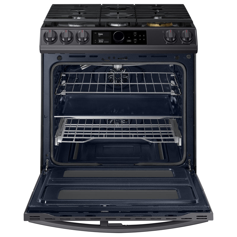 Samsung 6.0 cu ft. Smart Slide-in Gas Range with Flex Duo, Smart Dial & Air Fry, Black Stainless Steel