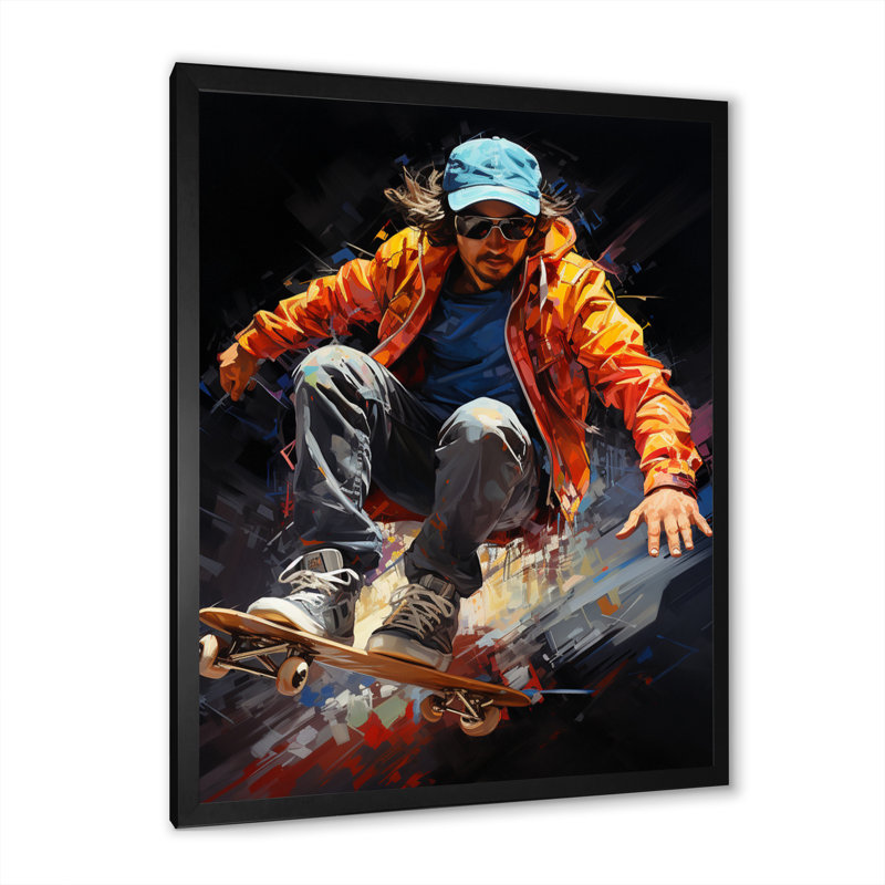Skateboard Dynamic Grind - impressions sur toile de sport, Cadre photo noir, H 40 po x l 30 po x P 1,5 po