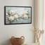 Art sur toile, fleurs de lotus blanc et feuilles vertes sur fond bleu-132528535