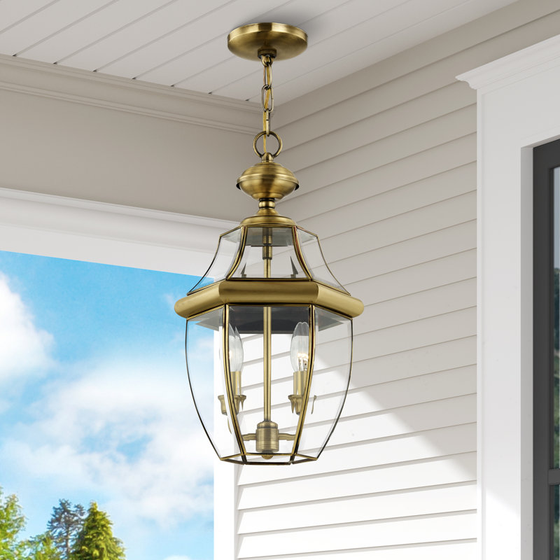 Alexavier 2 - Light Outdoor Hanging Lantern, Antique Brass