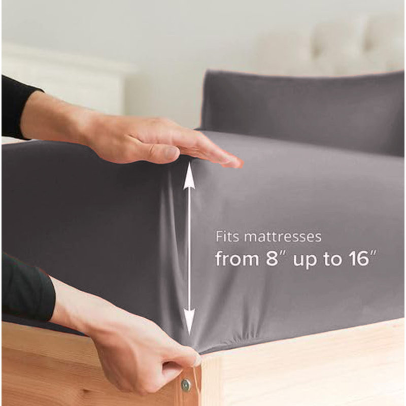  Ensemble de draps en rayonne de bambou 4 pièces Premium Luxury, Ensemble de draps pour lit simple avec deux taies 