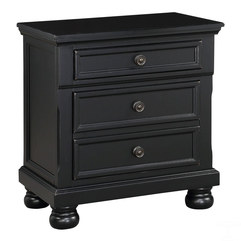 Nightstand With Hidden Drawer Casual Transitional Bed Side Table