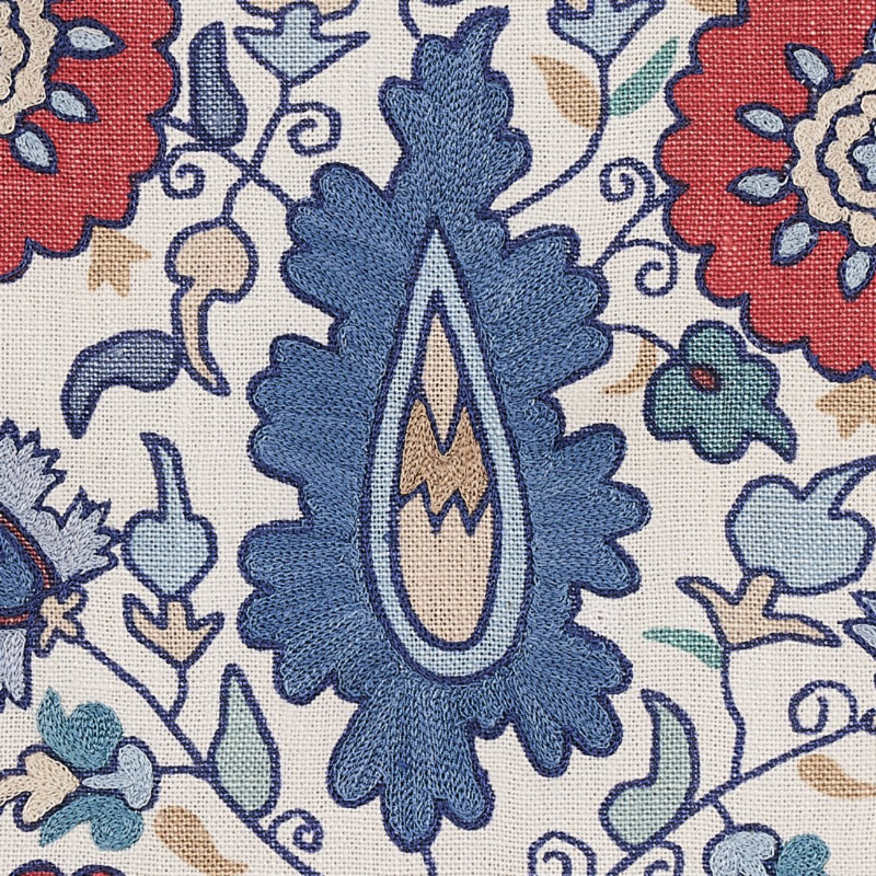 Tissu de broderie Anatolia, Bleu/rouge