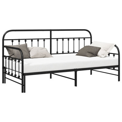 Daybed Frame With Trundle Black Steel by Latitude Run