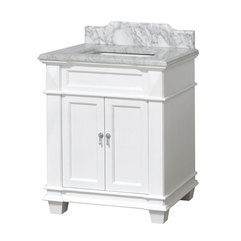 Aoibhin 30'' Single Bathroom Vanity with Top, White, Carrara Marble