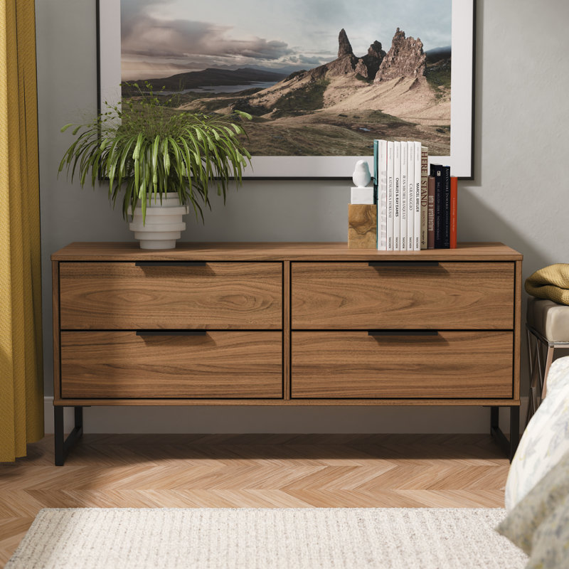 Bonnelle 115cm W 4 - Drawer Chest of Drawers, Carini Walnut