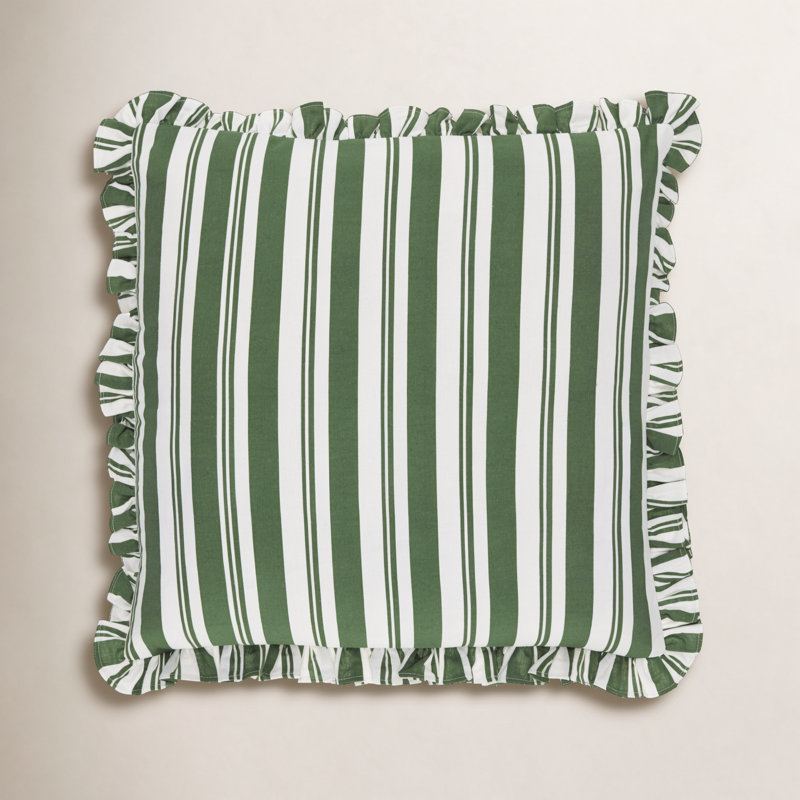 Coussin Aneatra, 18 po x 18 po, Polyester/ Bourre en polyester, Vert à rayures multiples