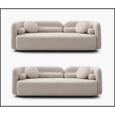 2PS,  Pieces Luxury Modern Couch for Living Room, Boucle Fabric Upholstered Comfy Couch for Apartment Home Office, 3 Seater, Light Beige