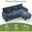 3-Seater Sofa with Storage Footstool and 2 Cup Holders, L-shaped Lounge Chair Sofa with USB Charging Port, Small Corner Sofa in the Living Room-1779162374