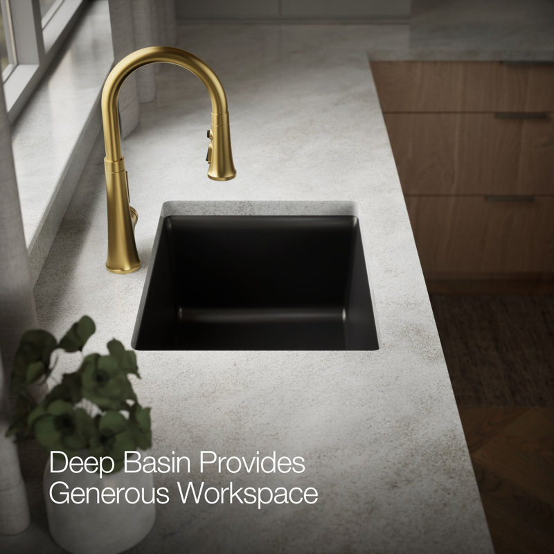 Kennon Neoroc 25" L x 22" W Undermount Kitchen Sink with Sink Grid, Matte Black