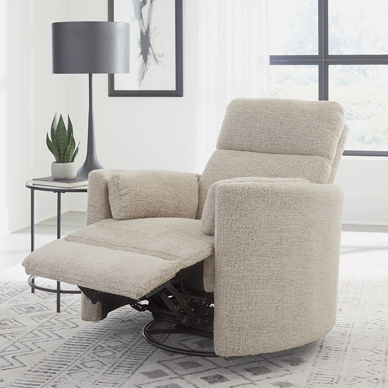 Bre 40" Upholstered Swivel Glider Manual Recliner, Brown