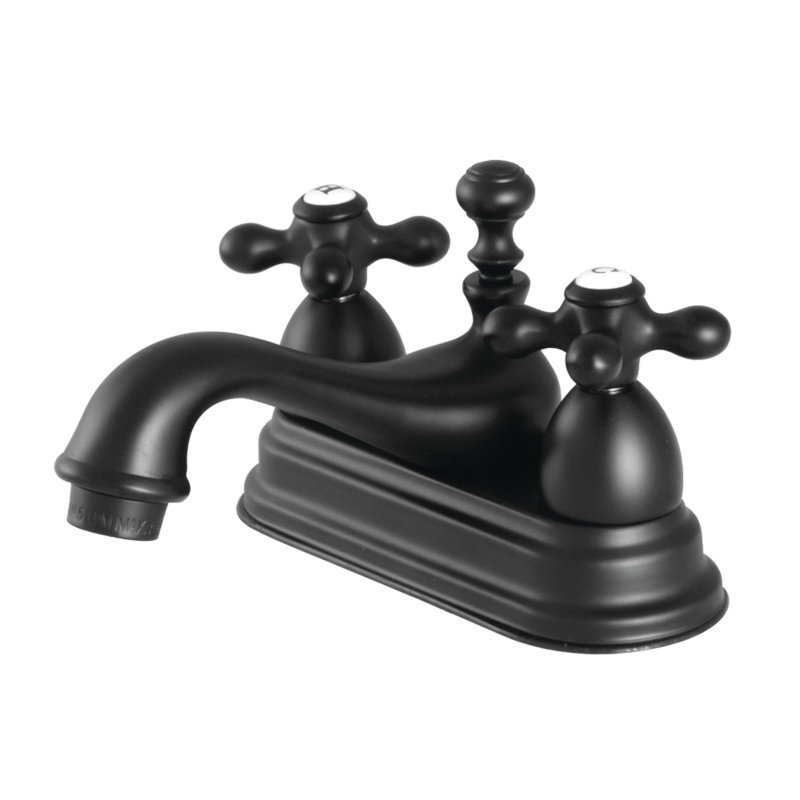 Kingston Brass Restoration Two-Handle 3-Hole Deck Mount 4" Centerset Bathroom Faucet with Brass Pop-Up