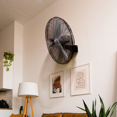 The Vie Air 24 Inch Tilting Wall Mountable Heavy Duty Commercial Strength Oscillating Fan with 3 Speed Motor in Black