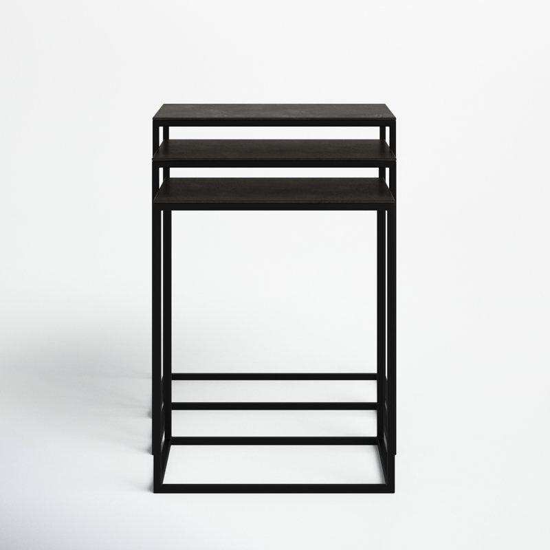 Addie Nesting Tables, Bronze Top/Black Base