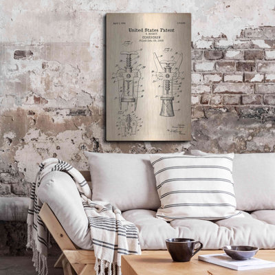 " Corkscrew Blueprint Patent Parchment " by Luxe Metal Portfolio