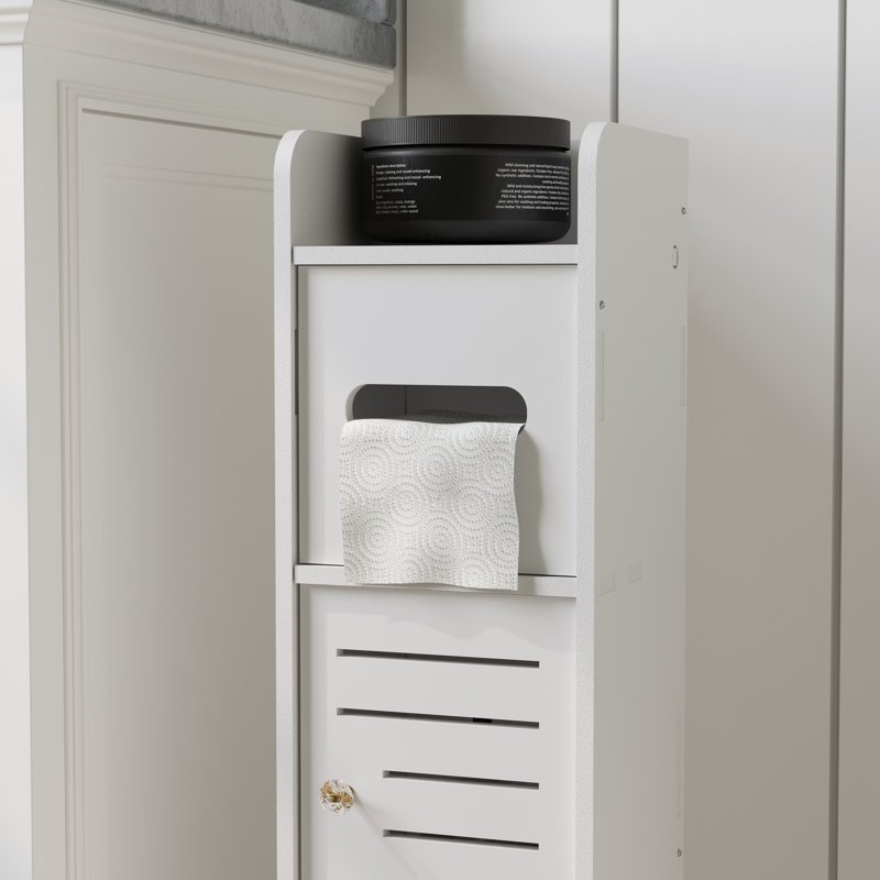 White PVC Bathroom Storage Cabinet with Toilet Paper Holder