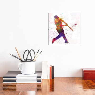 Baseball Player Hitting A Ball IV by Paul Rommer - Wrapped Canvas Painting