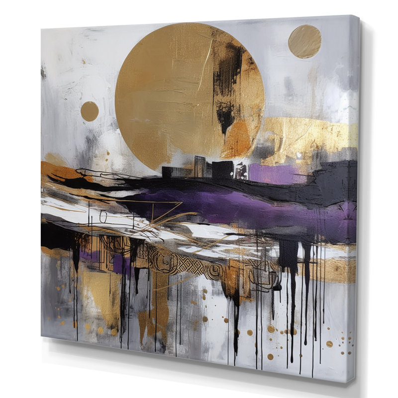 Golden Rising Moon V sur impression sur toile, H 36 po x l 36 po x P 1,5 po, Toile tendue