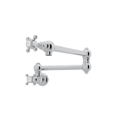 Country Kitchen Two Handle Wall Mounted Swing Arm Fold Away Pot Filler Faucet with Handles