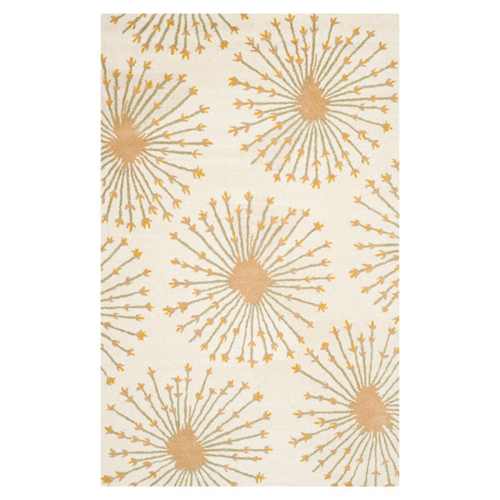 Mccullough Hand-Tufted Wool Beige/Gold Area Rug, Rectangle 4' x 6'