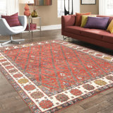 Nomad Geometric Hand-Knotted Wool Rust/Ivory Area Rug
