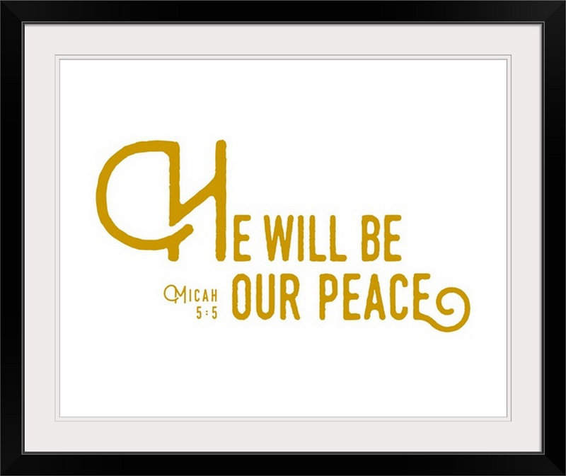 « micah 5:5-scripture art », art textuel, H 32 po x l 38 po x P 1 po, Cadre noir
