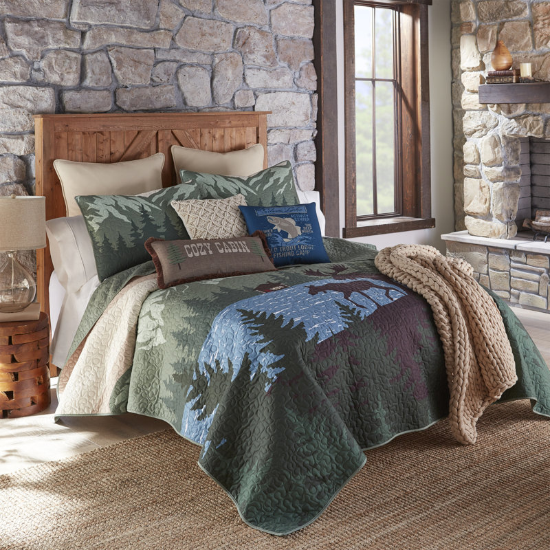 Ensemble de courtepointe Moose Retreat, Queen Quilt + 2 standard Shams