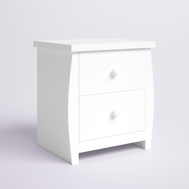 Table de chevet 2 tiroirs Amabilia, Blanc