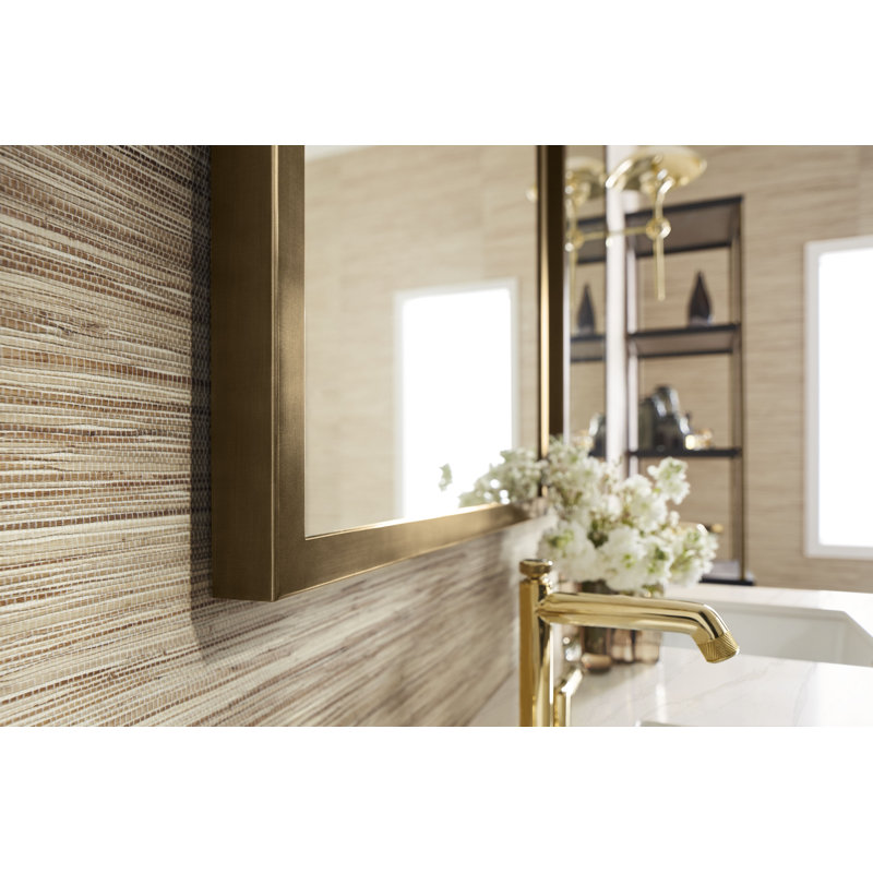 Miroir mince en métal, Laiton vieilli, H 30 po x l 19,25 po