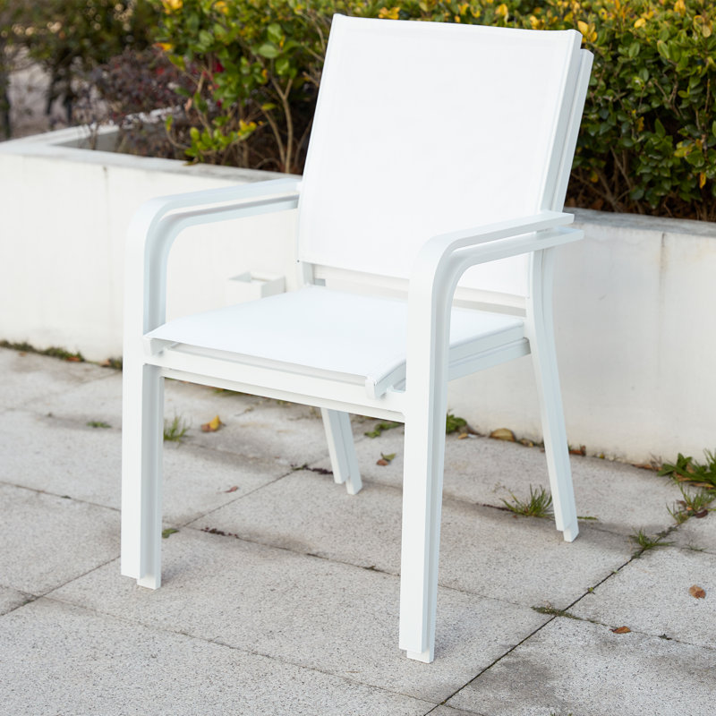 Fauteuil de patio empilable en aluminium 10 pièces Gussy