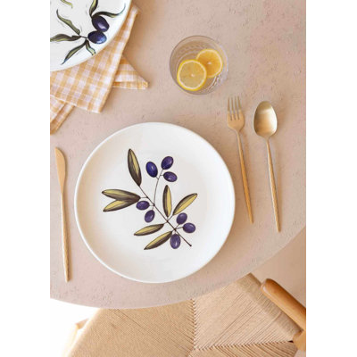 Ensemble de 6 assiettes élégantes (10 pièces), 10,2 po, 100% céramique | Va au lave-vaisselle, idéal pour les réceptions et l'utilisation quotidienne | Parfait pour les soupers et les réunions de famille, design élégant et durable